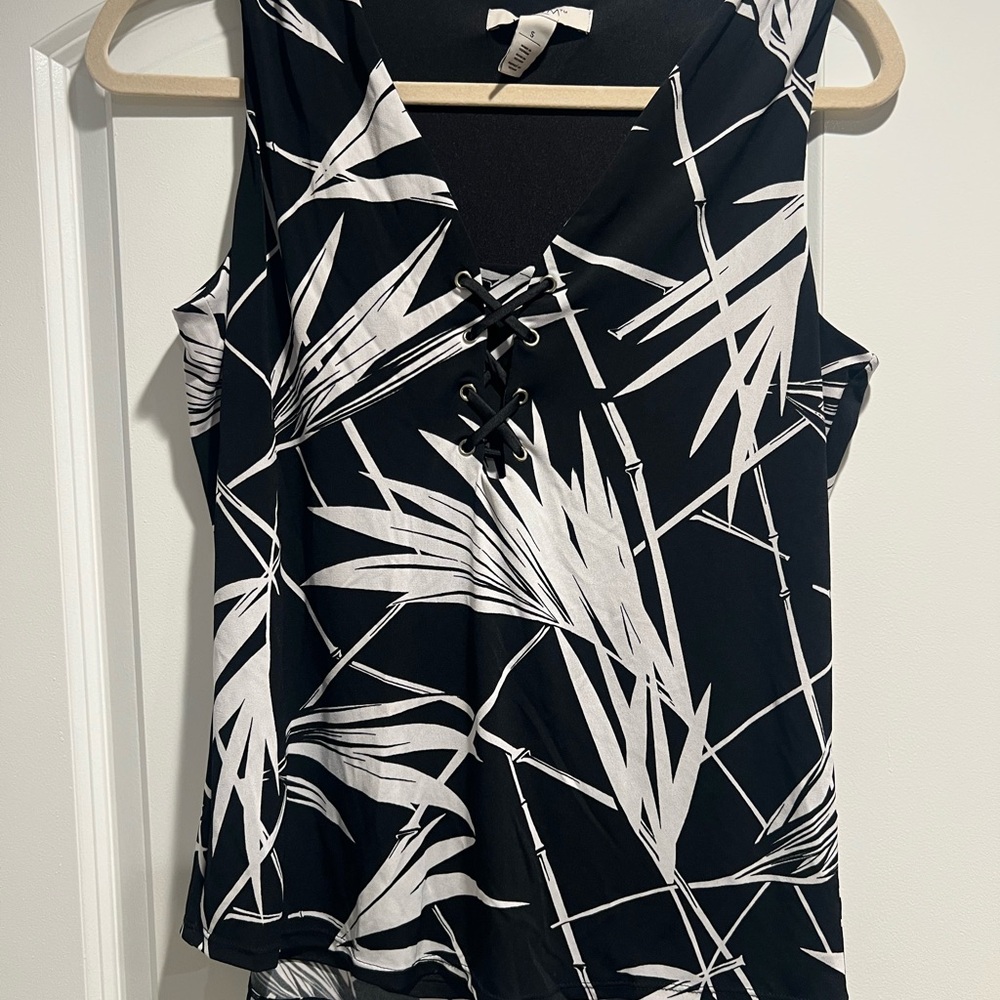Black and White Sleeveless Top